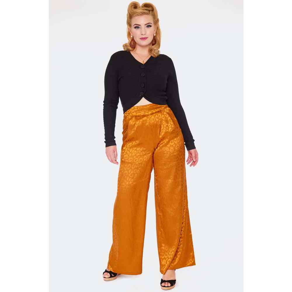 Voodoo Vixen - Leopard Pattern Weite Hose - Orange